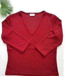 Burgundy/Wine Knit Sweater Blouse